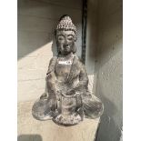 RUSTIC SEATED GARDEN BUDDHA - 21 INCHES (H)