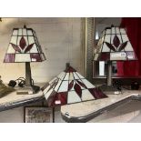 PAIR OF TIFFANY STYLE TABLE LAMPS WITH CEILING LIGHT