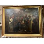 OIL ON CANVAS ATTRIBUTED TO THOMAS STOTHARD (1755-1834) THE EXECUTION OF SHAKESPERE PLAY - FRAMED