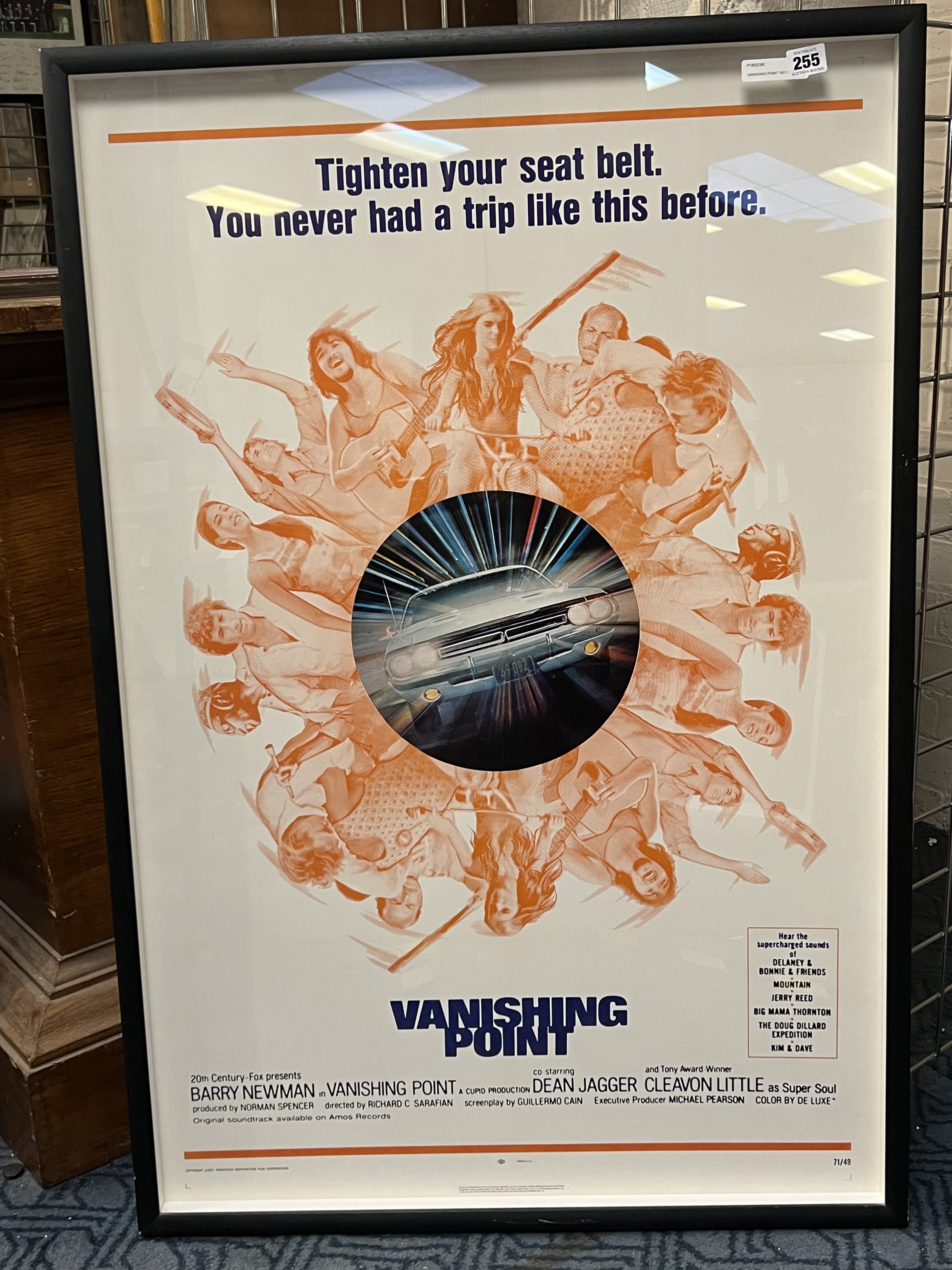 VANISHING POINT 1971 U.S ONE SHEET LINEN BACKED / BOX FRAME