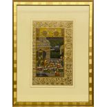 FRAMED INDIAN PRINT IN MUGHAL STYLE FROM A BOOK