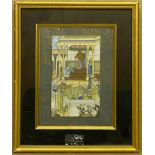 FRAMED PICTURE IN MUGHAL STYLE OF EMPEROR JAHANGIR ATTENDING COURT WITH HIS NOBLES