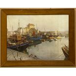 FRAMED PRINT OF PORT SCENE BY VERNON WARD