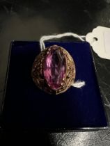 14 CARAT GOLD PICK SAPPHIRE RING APPROX 5.5 GRAMS SIZE P