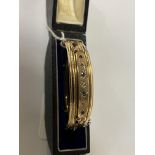 9CT GOLD VICTORIAN BANGLE WITH DIAMONDS & GEMSTONES - CASED