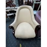 CREAM & MAHOGANY CHAIR