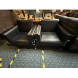 TWO BLACK LEATHER & CHROME LE COVBUSIER ARMCHAIRS