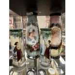 FOUR HANDPAINTED BOHEMIAN GLASS VASES