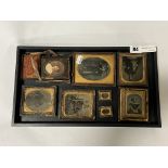 8 VICTORIAN MINATURES - VARIOUS SIZES IN METAL & LEATHER FRAMES - INCLUDING AMBROTYPE