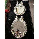 PAIR OF MEISSEN STYLE WALL MIRROR SWITH CHERUBS