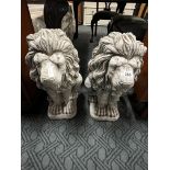 PAIR OF XL SEATED LIONS