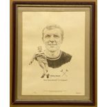 LTD EDITION PRINT DRAWN TO COMMEMORATE THE CENTENARY OF WEST HAM UNITED FOOTBALL CLUB BOBBY MOORE