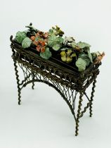 MINIATURE METAL FILIGREE STANDING PLANT POT WITH FLOWERS