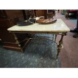 MARBLE TOP BRASS SIDE TABLE