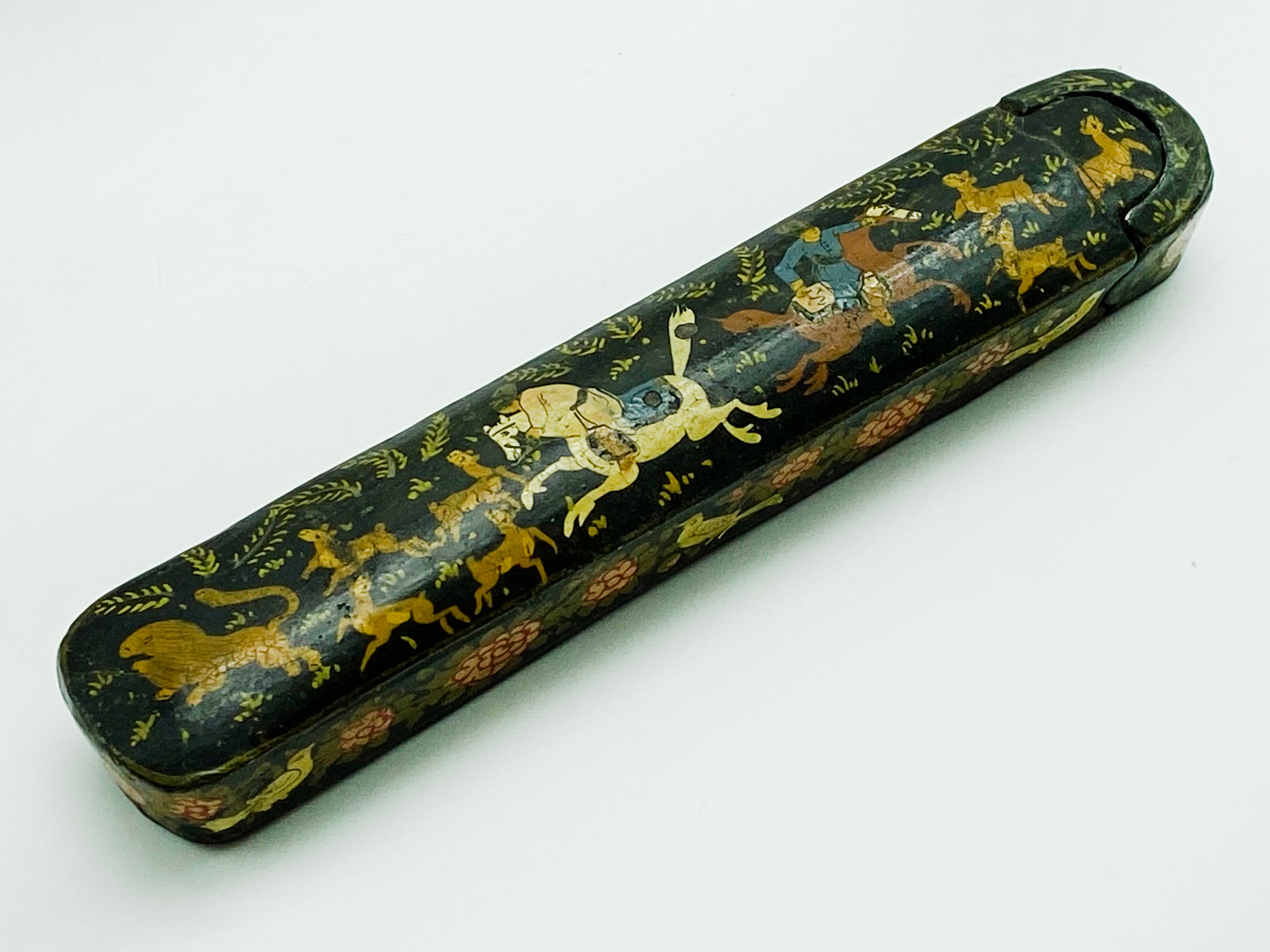 EARLY ISLAMIC PERSIAN PAPER MACHE PEN HOLDER