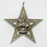 LARGE HALLMARKED SILVER FIVE-POINTED STAR PENDANT WITH MESSENGER ON HORSE