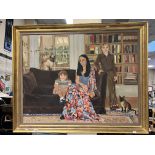 OIL ON CANVAS BY NICOLETTE MEERES ROSEMARY WITH CATHERINE & NICOLAS IN GILT FRAME DATED 1978