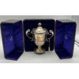 HALLMARKED SILVER CUP IN ORIGINAL BOX PRESENTED BY KING EDWARD VII TO MISS A.L. NORTH