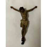 ANTIQUE CRUCIFIX - METAL POSIBLY BRONZE PAINTED 17CMS APPROX 17CM