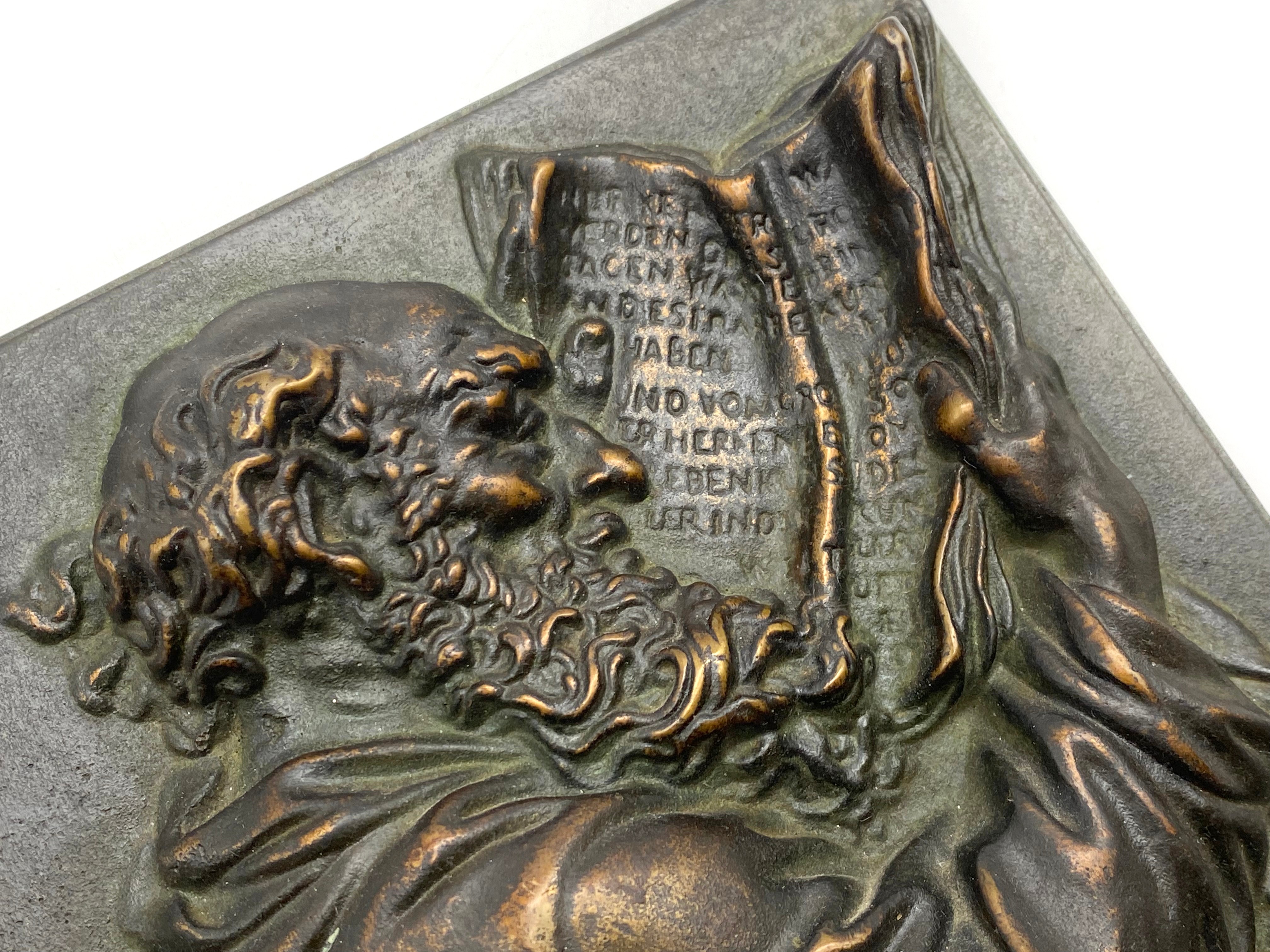 METAL BRONZE RELIEF OF A MAN READING - Image 3 of 4