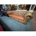 BROWN LEATHER CHESTERFIELD