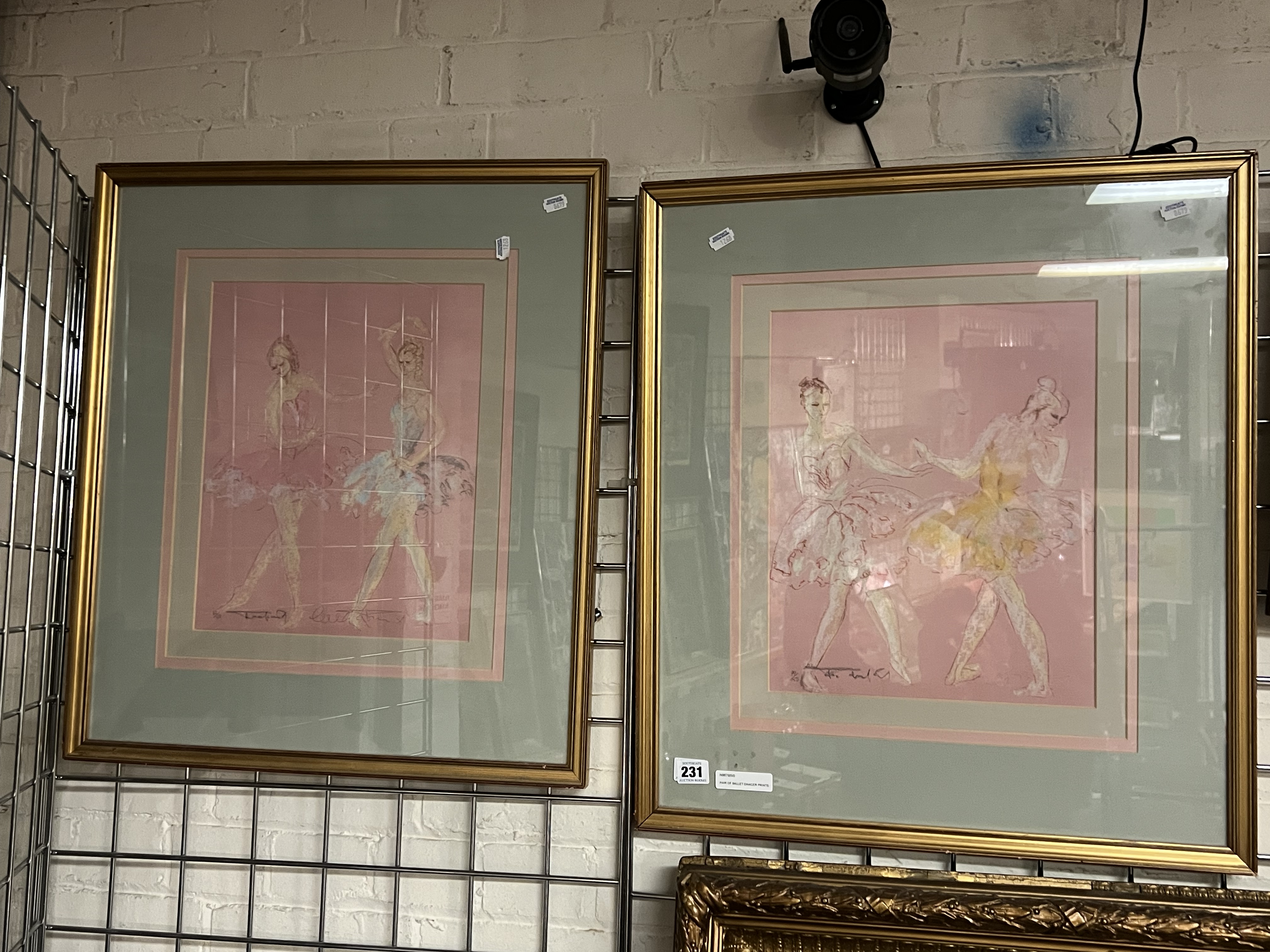 PAIR OF BALLET DANCER PRINTS 55 X 62CM