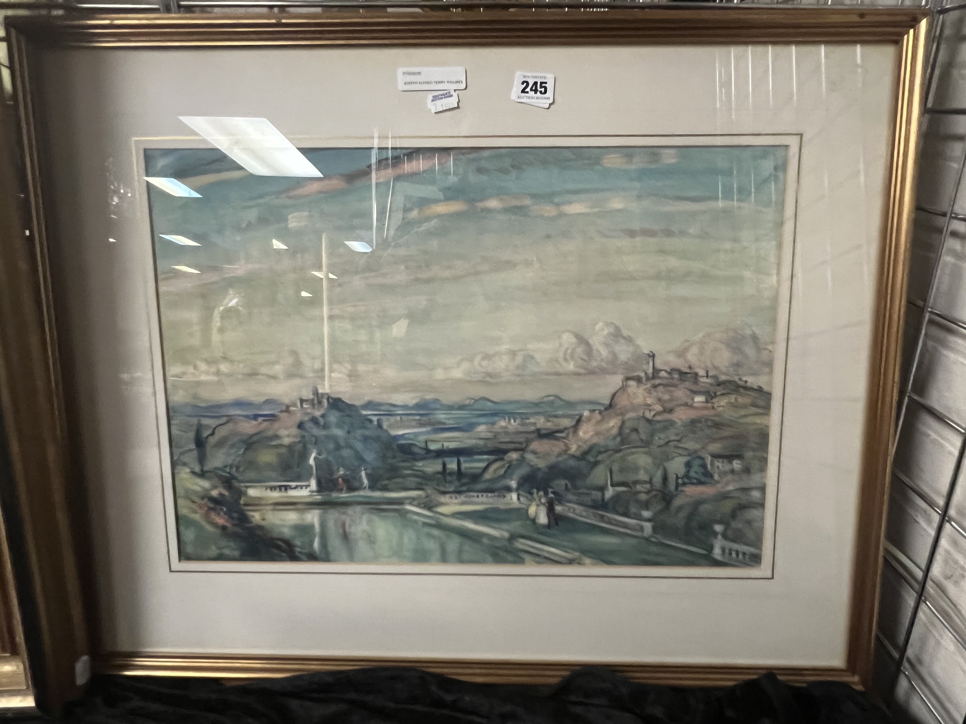 JOSEPH ALFRED TERRY 'FIGURES ON TERRACE' FRAMED PICTURE - SOLD AT CHRISTIES IN 1986