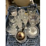 QTY OF CRYSTAL GLASSWARE TO INCLUDE 4 VICTORIAN TAVERN WINE GLASSES C1890 SET OF CRYSTAL ANTIQUE