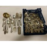 QTY OF HM SILVER CUTLERY APPROX 256 OZS (IMP) & KNIVES (UNCALCULATED)
