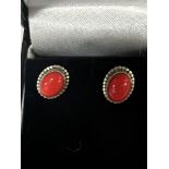 STERLING SILVER CORAL STUD EARRINGS