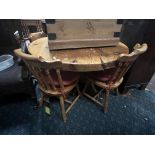 CIRCULAR PINE TABLE & 4 CHAIRS