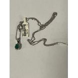 18CT GOLD EMERALD & DIAMOND NECKLACE