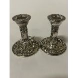 PAIR OF H/M SILVER SHORT CANDLESTICKS