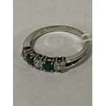 18CT GOLD EMERALD & DIAMOND RING - SIZE M/N