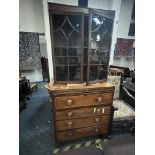 MAHOGANY INLAID SECRETAIRE BOOKCASE