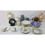 A collection of ceramics and other wares to include, Royal Copenhagen collector plates, Spode