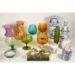 A collection of mid 20th Century Art Glass Vases, together with a Chinese Venetian style vase,