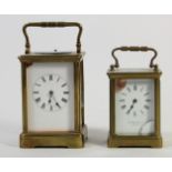 A Johnson & Son, Derby, manual wind carriage clock 11cm together with an unmarked striking