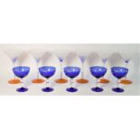 A set of six Bohemian Czech cocktail/champagne glasses, signed M.Cermak, 20cm tall, together with