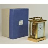 A Bravingtons Renown brass carriage clock (boxed), 11cm