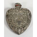 A silver heart shape scent bottle, London import 1991, 5 x 4cm, 21gm