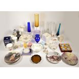 A collection of ceramics and glassware to include, Wedgewood vases, a Minton 'Haddon Hall' bowl,