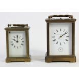 A Matthew Norman alarm and repeating brass carriage clock, striking on two gongs, A/F, 13cm together