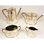 A Victorian electroplated presentation four piece tea and coffee service, by Elkington & Co., date