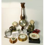A collection of novelty clocks to include, Wallace & Gromit alarm clocks, car clocks, a decorative