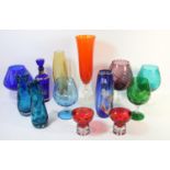 A collection of mid 20th Century and later glassware to include, handblown Matteo vases, Murano
