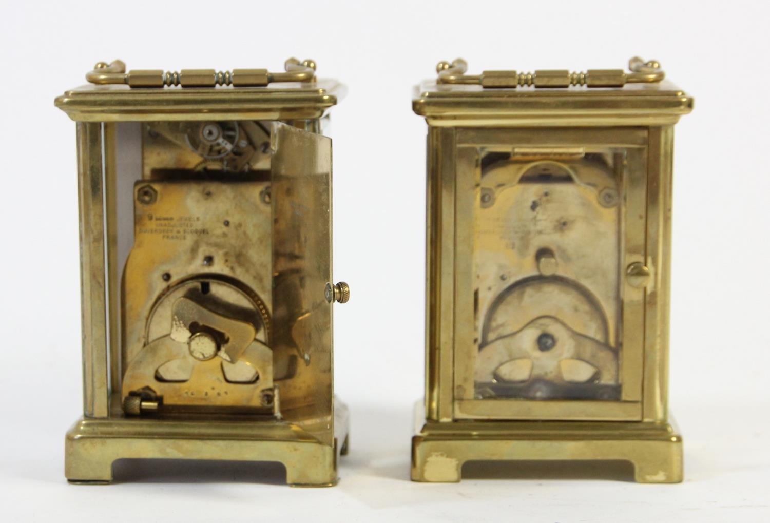 Two Bayard 8 day brass carriage clocks, 11cm - Image 3 of 4