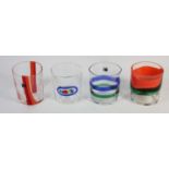 A set of four Italian Carlo Moretti drinking glasses, featuring a smooth finish with a wrap around