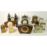 A collection of clocks to include, mantle clocks and quartz carriage clocks (3)