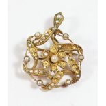 A Victorian 9ct gold and half pearl brooch/pendant, by S.B. & S Ld, of swirl form, several